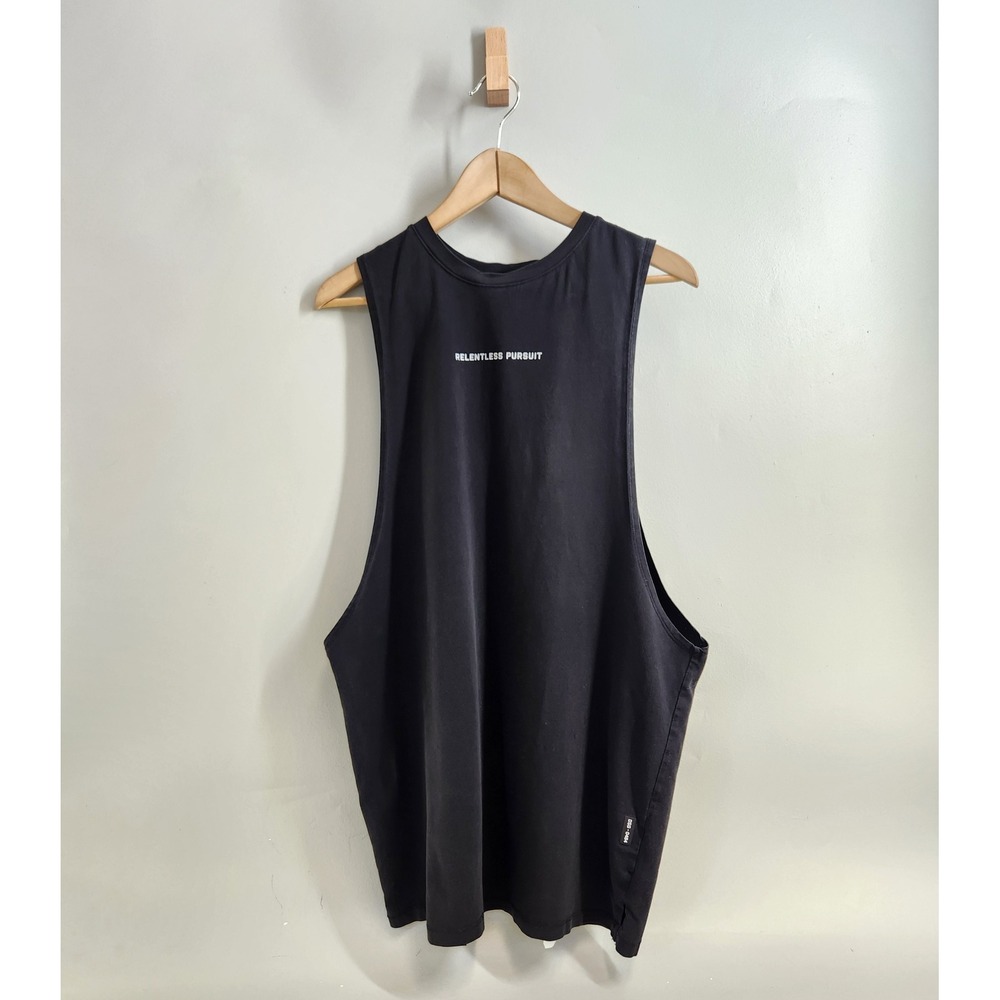 ASRV Muscle Tank Top Men Large Black Relentless Pursuit Sleeveless Muscle Tee